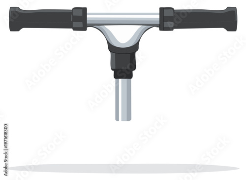 Vector illustration of a scooter handlebar with a shadow, isolated on white