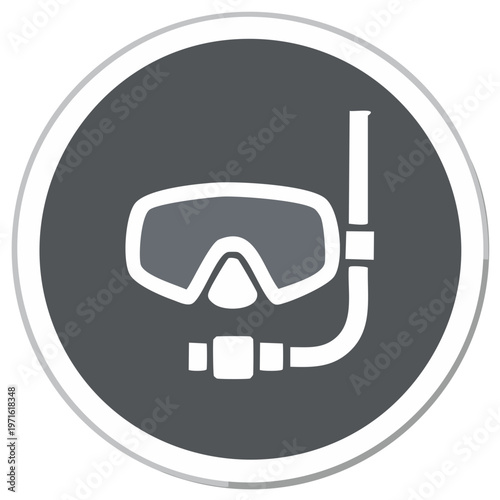 Simple graphic icon of a snorkel mask and diving equipment for water sports.