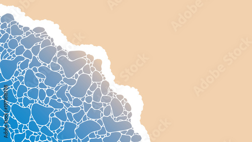 シンプルな波打ち際の背景装飾イラスト　海　夏　砂浜　ビーチ