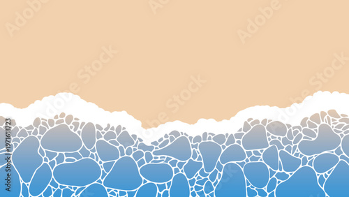 シンプルな波打ち際の背景装飾イラスト　海　夏　砂浜　ビーチ
