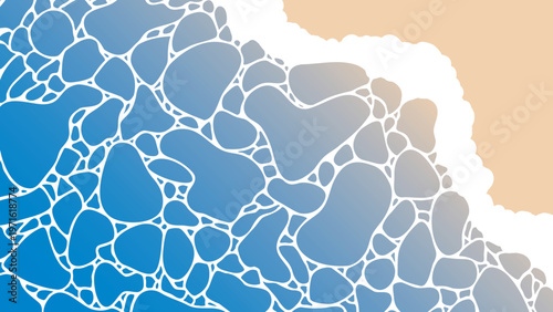 シンプルなビーチの背景装飾イラスト　海　夏　砂浜　波打ち際