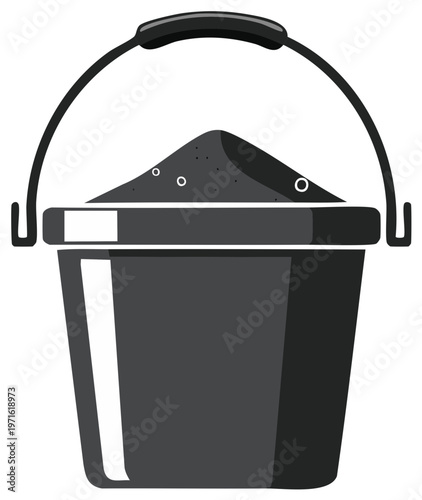 Simple illustration of a construction bucket filled with gray material
