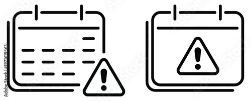 Calendar exclamation icon sign reminder schedule deadline design, urgent event notification symbol, appointment alert and due date warning concept, time management and planning reminder indicator, 