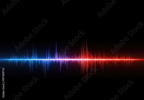 Abstract visualization of an electromagnetic spectrum showing a defined frequency gap. Representing data loss, silence, or missing bandwidth, blank, digital, sound