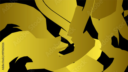 Luxurious gold abstract composition with dynamic overlapping shapes and bold contrast, symbolizing richness, elegance, and artistic expression. Suitable for premium branding and decorative backgrounds