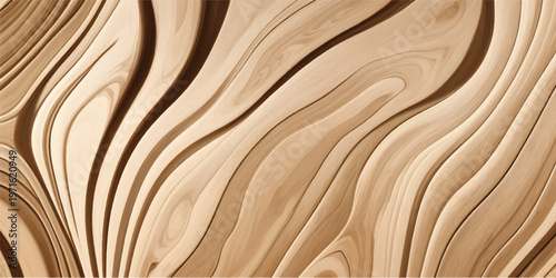 Natural brown oak timber plank with a grainy hardwood texture and a wavy organic pattern for a rustic wood surface background design