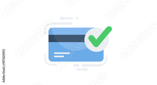 Credit card approved vector illustration with check mark and arrows
