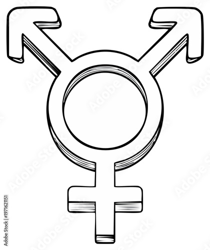 Transgender Symbol Outline Icon Representation of Gender Identity and Equality