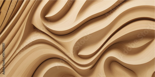 Abstract background with delicate, layered waves in light wood, displaying intricate textures and fine, natural patterns