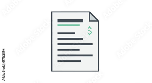 Document illustration with dollar sign finance business and contract concepts