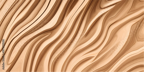 Artistic wooden relief pattern, smooth flowing panels, natural oak and walnut texture