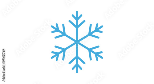 Blue snowflake icon on white background symbolizing winter and cold
