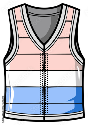 Sleeveless Puffer Vest Vector Graphic Design in Pastel Colors