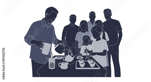 Group of people enjoying tea together.