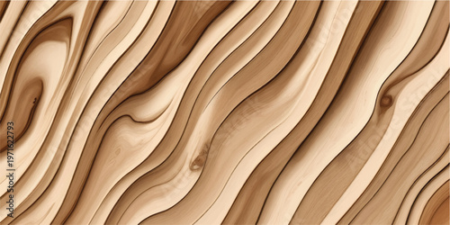 A closeup of an old brown timber design featuring a textured wooden wave pattern for a natural material wall background