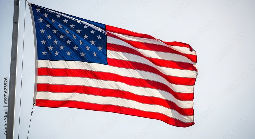 Obraz premium American flag waving proudly in the wind with vibrant colors and stars