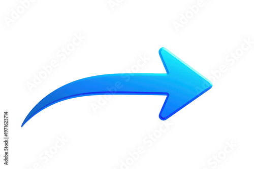Free Download Blue glossy 3d curved arrow icon indicating right direction, sharing, or navigation, with transparent background - GFXLoad