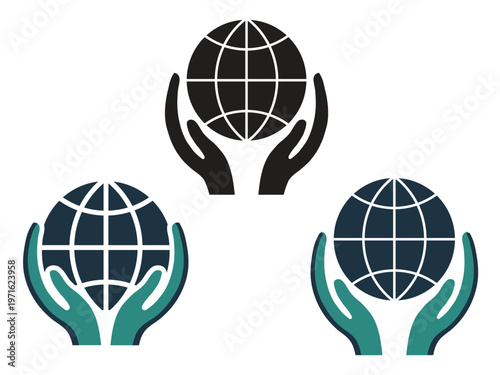 Hand holding globe icon