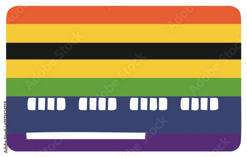 Credit card or debit card featuring rainbow LGBTQ plus pride flag colors for shopping and payments