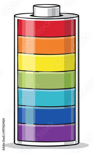 Colorful Battery Icon Representing Charge Level and Energy