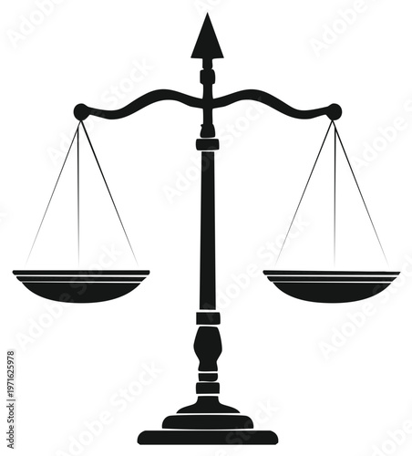 Symbolic illustration of scales of justice representing legal balance and fairness icon, equality law and judgement