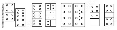Various arranged dominoes showing different point values with a simple graphic style