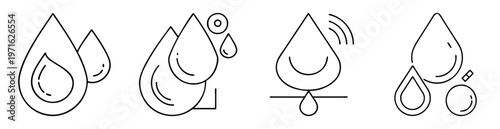 Collection of abstract water droplet icons with various design elements
