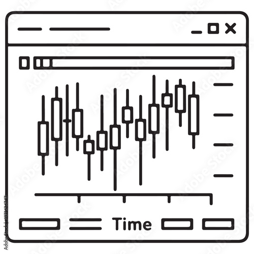 Financial candlestick chart interface in a web browser window representing real-time stock market data and price fluctuations for online trading platforms and investment software.