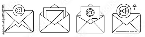 Illustrative outline of four different email notifications types and states