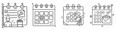 Collection of four minimal calendar icons highlighting different types of events