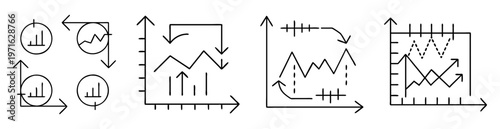 Line art image showing four different types of simple graph representations