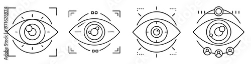 Abstract eyes collection with scanner elements representing technology and surveillance
