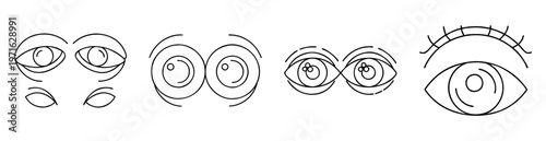 Abstract set of different eye drawings using circles and curvy lines