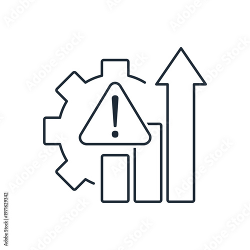 Escalating risks. Growing problems. Vector linear icon illustration isolated on white background.