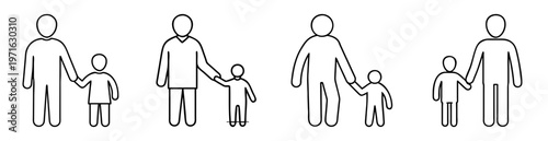 Simple symbolic images representing parent child relationship, family bonding and support