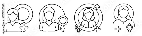 Feminine Figures with Gender Symbols, Representing Women and Female Empowerment