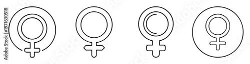 Illustration of four different Venus symbols, representing female gender identity