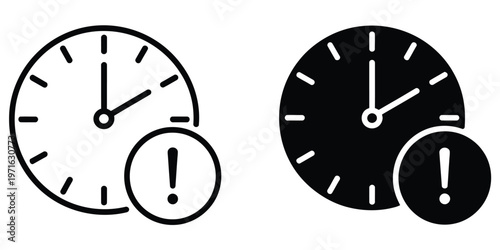 Alarm exclamation icon linear symbol, alert notification warning sign, emergency attention indicator icon, safety alarm and danger message concept, time sensitive warning and system