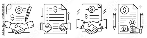 Conceptual illustration of financial agreements and business partnership represented with handshake