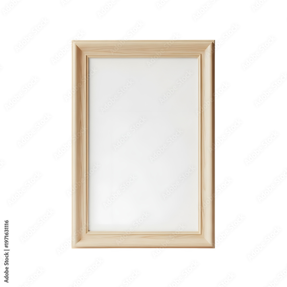 Obraz premium A light brown wooden picture frame on a transparent background, empty and ready for a photo