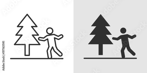 Forest Run Icon representing jogging or running in a natural wooded environment, promoting fitness, endurance, and mental well-being through outdoor activity.