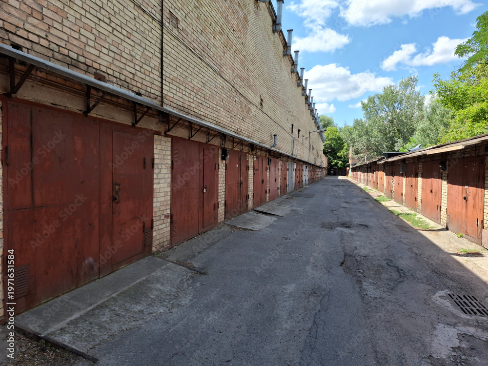Fototapeta premium Garages for passenger cars in a three-level garage cooperative