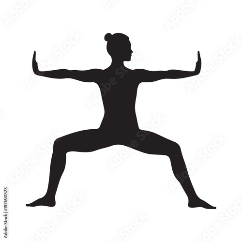 Woman in Horse Stance with Arms Outstretched