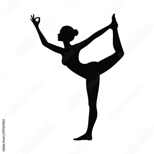 Woman Performing Lord of the Dance Yoga Pose Silhouette