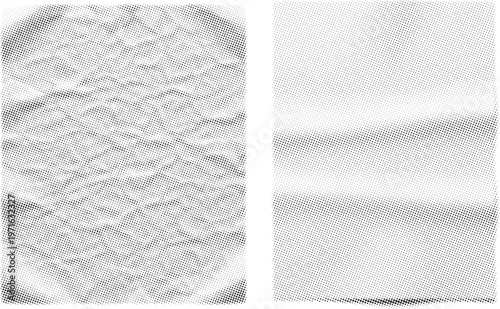 Halftone wrinkled paper texture set, vintage comic pattern, retro book cover with grunge and crumpled texture