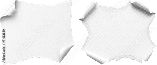 Halftone torn paper shapes set, vintage comic pattern, retro book cover with grunge and rough texture