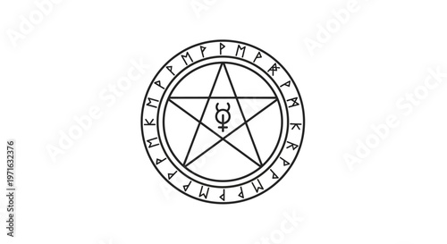 A mystical symbol with a pentagram and runes.