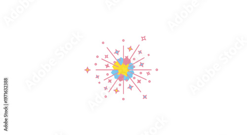 Vibrant colorful starburst design element.