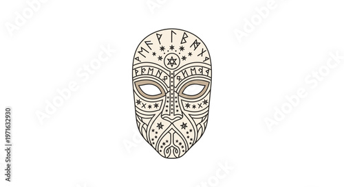 Intricately designed mask with patterns.