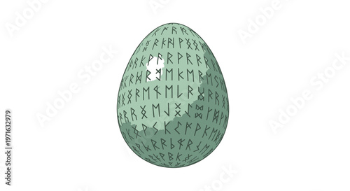 A green Easter egg with alphabet letters.